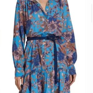 XiRENA Turquoise Blue Floral Long Sleeve Dress